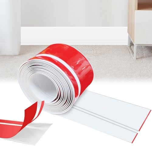 Zócalo blando autoadhesivo, 20 x 60 mm x 3,0 m, zócalo autoadhesivo para cocina y baño, zócalo suave, listón de terminación autoadhesivo, de PVC, flexible, color blanco