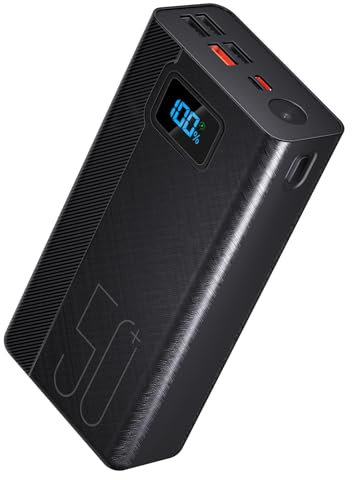 50000mAh Power Bank:22.5W Batteria esterna a ricarica rapida con grande capacità e 5 uscite e 3 ingressi-nero MP3 6GB with