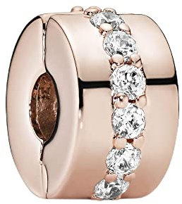 Lkwidi Donna Ciondolo-Charm clip oro rosa Argento 925 Colgantes con Zirconia cubica per Charm Bracciale