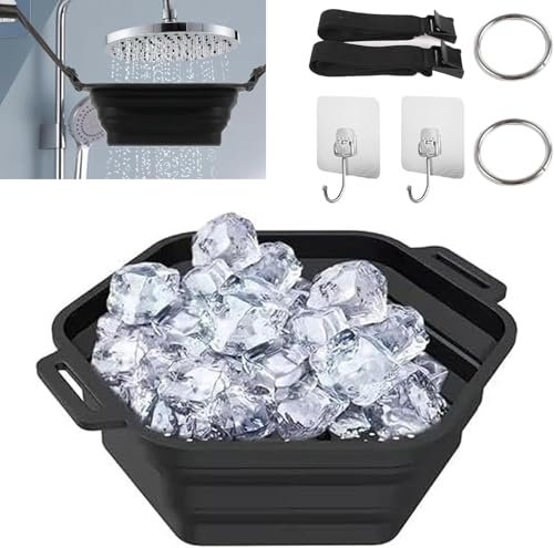 Anda Arctic Ice Shower, Anda Arctic Shower, Rapid Cooling Portable Ice Bath Barrel Foldable Silicone Ice Bath Tub Bucket, Ice Bath Tub Bucket for Bathing (Black)