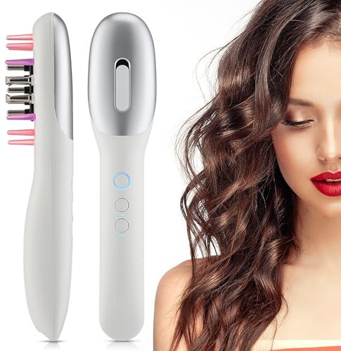 Elektrischer Haaröl-Applikator mit rotem Licht, 3-in-1 Kopfhautmassagegerät, Hand-Kopfkratzer, Massagebürste, abnehmbarer Kopfhaut-Applikator-Kamm mit weichem Gummi für Frauen und Männer