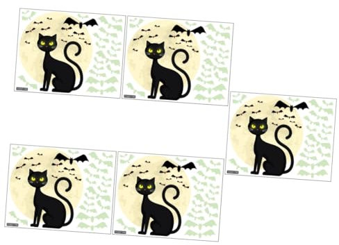 HOMSFOU 5blätter Glow-the-dark Halloween Wandaufkleber Katzen Fledermäuse Deko Für Fenster Wände Kinderzimmer Party Dekoration Langlebig Einfach Zu Entfernen Für Gruselige