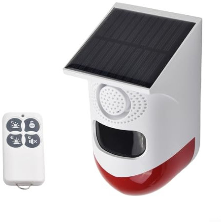 Besttoolifes Solar Motion Sensor Alarm, 1*solar Light Alarm With Remote Control Outdoor 120dB Sound Security Alarm, Outdoor Home Alarm System for Garage, Farm, Garden, Office