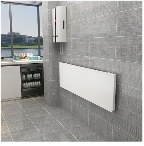 Klapptisch Klappschreibtisch Küche, Wandklapptisch Mit Abgerundete Ecken,Schwimmender Drop Leaf Schreibtisch,für Küche, Balkon,Outdoor,Kleiner Raum, WäScherei(Size:120*40 cm/47.24*15.75 in,Color:Weiß)