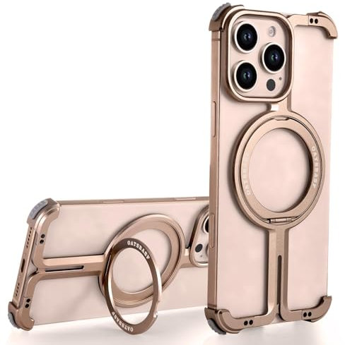 PANPHEN For 16 Pro Max 6.9 Bumper Phone Case, With Invisible Magnetic O-Ring Stand Case, Minimalist Phone Case For iPhone 16 Pro Max 6.9, Frameless Case,Desert Titanium