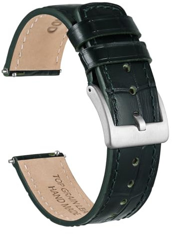 Ayadoo 22mm Uhrenarmband aus Leder mit Alligatorprägung, Echte Lederbänder, Grün
