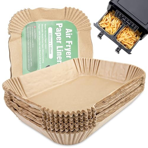 Zeripikfoasp 200 Piezas Papel Freidora Aire, Papel Air Fryer Cuadrado, Pape Freidora Aire Desechable Antiadherente, Accesorios para Freidoras Compatible con Cecotec/Masterpro/Ninja AF300EU/ AF400EU