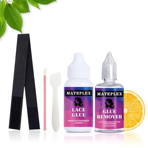 Lace Glue and Remover Kit for Front Lace Wig, Invisible Waterproof Quick Drying Super Hold Hair Bonding Glue & Tape in Extension Remover Set for Poly Hairpieces, Toupee, Hair Systems (2)