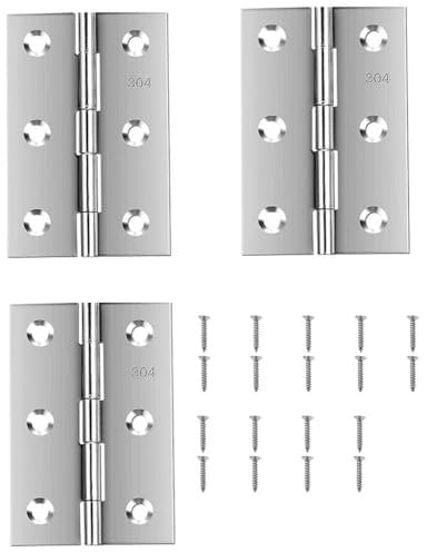 FarDeer 3 Inch (75mm) Timber Door Hinge, in Door Hinges Residential Interior Bedroom Hardware,Stainless Steel Strong Butt Door Hinge.