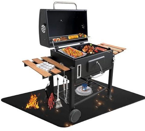 Fire Pit Mat Fireproof Mat Grill Mat 1x1.3M Waterproof Reusable Ember Protection Mat 3 Layer Heavy Duty Heatproof BBQ Mat for Outdoor Grilling Camping Garden Decks Grass Floors Defender