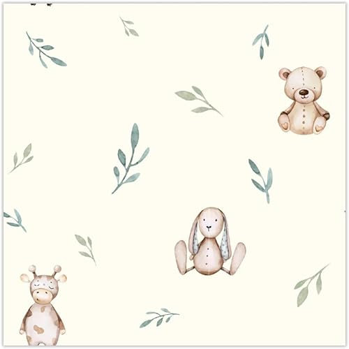 Generisch Musselin Bedruckt Blumen - Krepp Stoff Meterware Pflanzen - Double Gaze Tiere - Kreppstoff für Babys Leo, Baumwolle Mulltuch *ab 25 cm, Farbe: 041 Kuscheltiere