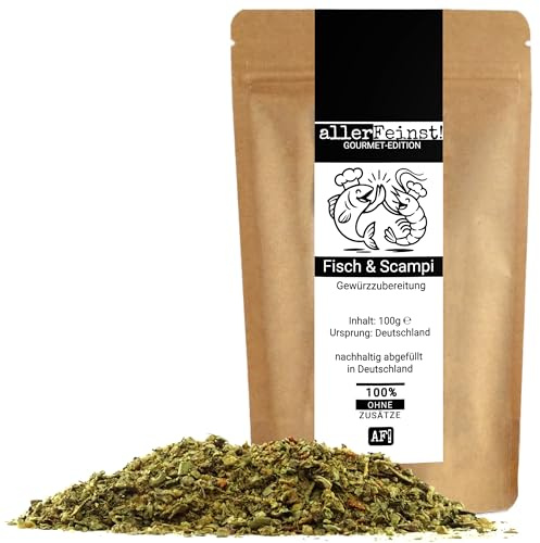 allerFeinst! - Premium Fisch & Scampi Gewürz | Gourmet Gewürzzubereitung | Fischgewürz für Seafood, Meeresfrüchte, Garnelen, Lachs, etc., 1er Pack (1 x 100g)