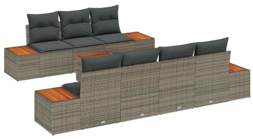 vidaXL Garten-Sofa-Set 8 STK. Grau Poly Rattan