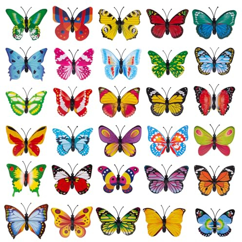 100 Stück Schmetterlinge Deko, 6CM, 3d Schmetterlinge mit Sicherheitsnadeln | 6CM 3D PVC Bunt Kunststoff Schmetterling Schmetterling Dekorationen Wandaufkleber Heimdeko Schlafzimmer Deko, DIY Kunst