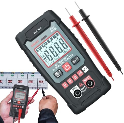 Dayysiuy Multimètre Numérique,Outillage Électricien de Tension Automatique - Multimètre AC/DC pour Travaux Industriels Domestiques Garage Plomberie | Réparation Auto Électricité