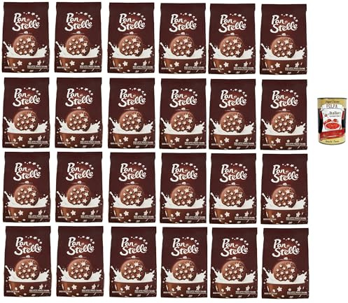 Italian Gourmet di Stelle Biscotti al Cacao ohne Palmöl 24 x 350g | Dekoriert mit zucchero bianco, ideale per colazione, Snack und Nachspeise, Gesamtnettogewicht 8,4 kg + Kostenlos Polpa 400g