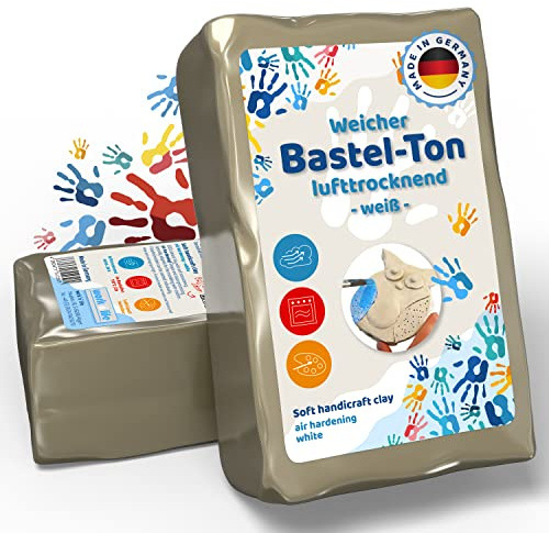 work'n'life Bastel-Ton 1 kg lufttrocknend – Modelliermasse ohne Brennen | Geschmeidiger Kinder- Ton für kreative Projekte – leicht formbar und nach dem Trocknen bemalbar.