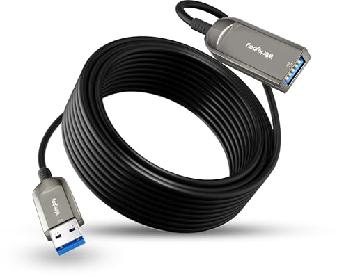 Werkybay USB 3.0 Active Optical Extension Cable (AOC) 30 m, 5 Gbps SuperSpeed Data Cable, Fibre Optical Type A Male to Female for Webcams, Tablets, Printers, Scanners, Cameras etc.