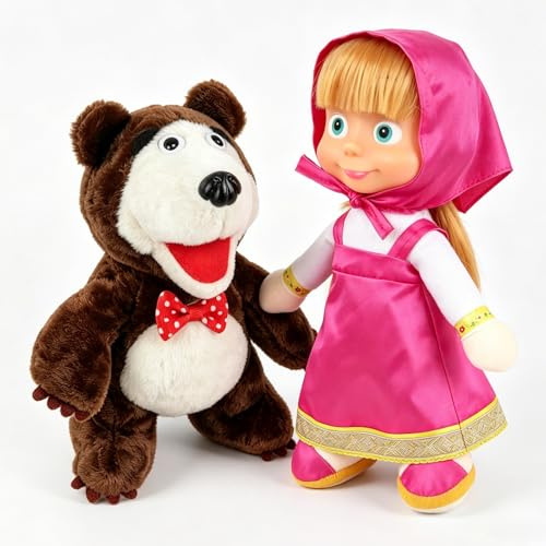 Forninc Masch Puppe, Bär Puppe, Kuscheltier Bär, Plüschtiere für Kinder, 2Pcs, 22+28cm