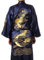 Oriental Clothing Peignoir kimono en soie bleu avec broderie de dragon Yukata Hakma vintage - Bleu - X-Large