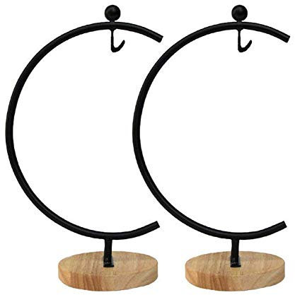 Awesomes Ornament Display Ständer Air Pflanzenständer Blumentopfständer Halter Eisen Pothook Ständer zum Aufhängen Glas Terrarium Hexenkugel (schwarz, 2 Stück)