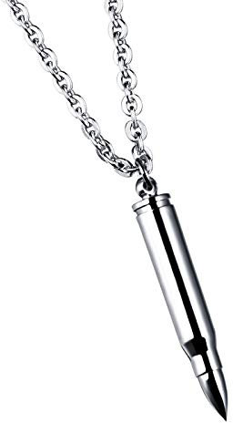 dsanbo Edelstahl Silber Kette Anhänger Bullet Patrone Kugel Herren Damen Schmuck