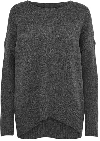 Only Onlnanjing L/S Pullover Knt Noos Jersey, Gris (Dark Grey Melange), S Mujer