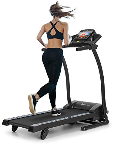 Capital Sports Pacemaker F100 Laufband - Treadmill mit 2,0 PS Motorleistung, Laufbahn mit 40x110 cm (BxL) Lauffläche, bis 12 km/h, 3-Level InclineSystem, geräuscharm, Tablethalterung, schwarz