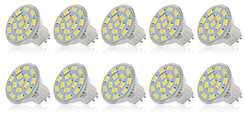 Simba Lighting LED MR11 Flood Light Bulbs (10 Pack) 12V 3W 20W Halogen Replacement 2-Pin 240lm for Landscape, Accent, Track Lights, and Christmas Tree Fiber Optics, GU4 Bi-Pin Base, 5000K Daylight