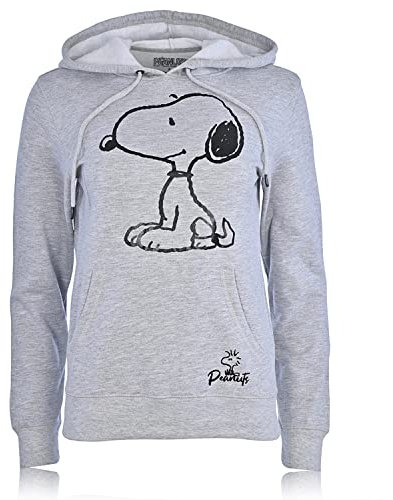 Peanuts Damen Snoopy Fashion Hoodie – Damen Classic Snoopy Fleece Sweatshirt Folie Sweatshirt, Meliert, Grau, L