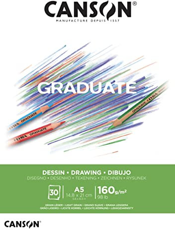CANSON Graduate - C400110364 Zeichenpapier - Zeichenblock, DIN A5, 30 Blatt, 160 g/m²