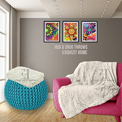 EXQUIZIT HOME Couverture réversible en fausse fourrure Sherpa super douce, chaude et confortable pour canapé-lit, blanc, 150 cm x 200 cm environ