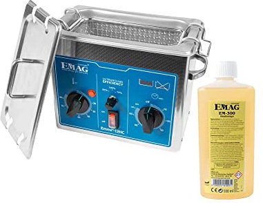 EMAG Ultraschallreiniger Emmi 12HC Waffen-Set I Waffenreiniger für Waffenteile, Hülsen & Kugellager I Ultraschallreinigungsgerät aus Deutschland I 1,2l