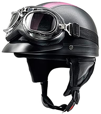 LPXPLP Moto Casque Jet Bol Vintage ECE Homologué Casque Moto Jet avec Lunettes pour Scooter Chopper Casque De Moto Homme Et Femme Helmets Pilot Retro, Demi-Casque D'Été J,54-62CM