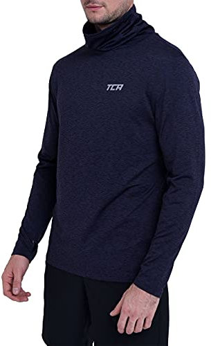 TCA Herren Warm-Up Trichterhals Thermo Laufshirt - Dunkelblau, XL