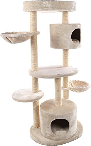 Flamingo Kratzbaum Inga – Beige/Weiß | Kompakter & Gemütlicher Kratzbaum für Katzen!