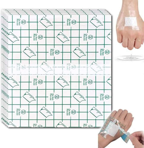 Lankai 50 Stück Wasserdicht Transparent Bandage, 10 Cm x 15 Cm Transparent Bandage, Wasserdicht Medizinische Bandage Transparent, Medizinische Wundkompresse, Antiallergisch, Sport, Duschen