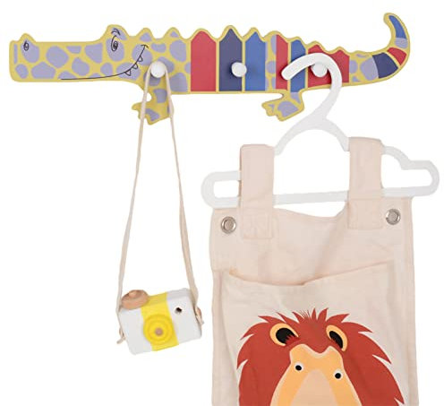 ZOYIEP Perchero de 3 ganchos para niños, Colgador de dibujos animados, de madera para niños