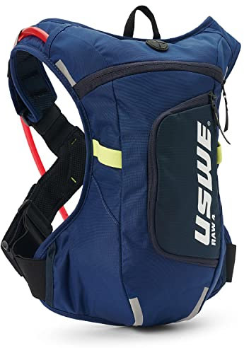 USWE Moto Hydro 4L Trinkrucksack mit 2,0 l Wasserblase, ein High-End, federfreier Rucksack für Enduro und Off-Road-Motorrad, Schwarz Blau