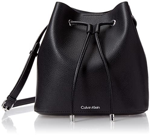 Calvin Klein Damen Gabrianna Novelty Bucket Schultertasche, Schwarz/Silber 1