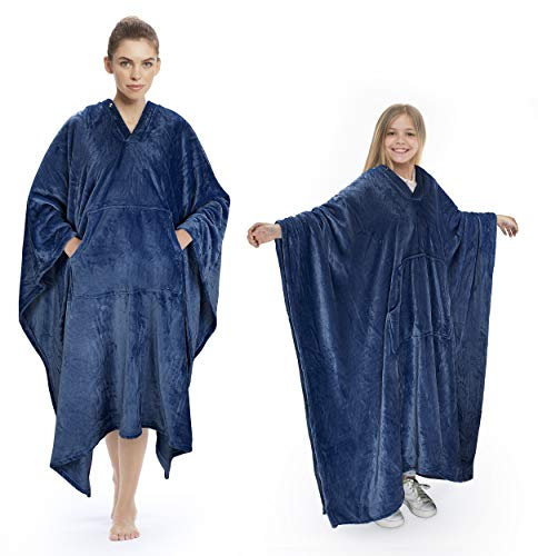 Catalonia Classy Portable Poncho Blanket Coperta Accogliente per Mettere su, Fluffy Caldo Lungo Portatile in Pile Coperta Wrap Cape con Tasca Frontale, Regali Invernali per Adulti Donne Uomini