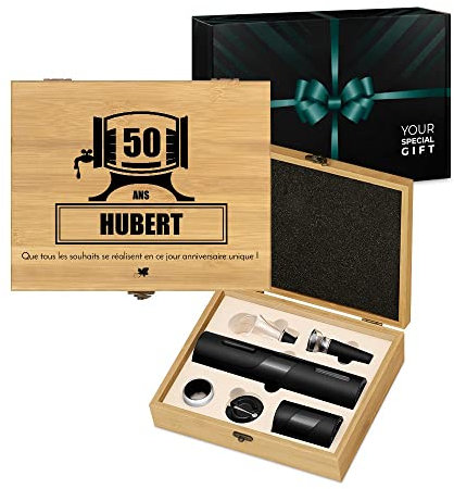 Maverton Coffret du Sommelier Imprimé - Set sommelier Personnalisé avec Accessoires pour Homme - pour Connaisseur - Cadeau Homme - Cadeau Personnalisé - Cadeau Anniversaire Homme - SOUHAITS