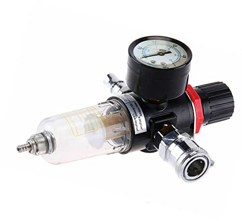 MOCNT 1/4 Air Filter Regulator Kit Air Compressor Moisture Trap Oil Water Lubricator Separator Pressure Reducer Quick Connector for Compressor Air Tools Gas Processor