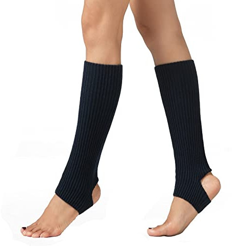 JK Home 43cm Long Warm Comfortable Footless Knitted Yoga Socks, Ankle Cuffs Heaters Knit Crochet Women Girls Leg Warmers, Chunky Boot Cuffs Women's Gaiters for Dance
