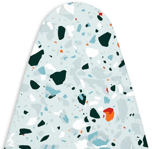 Encasa XO Housse Table à Repasser Luxury Line avec Rembourrage Extra épais (Convient aux Planches Standard de Large de 125x39 cm) Terrazzo Mint - pour Home & Hotel