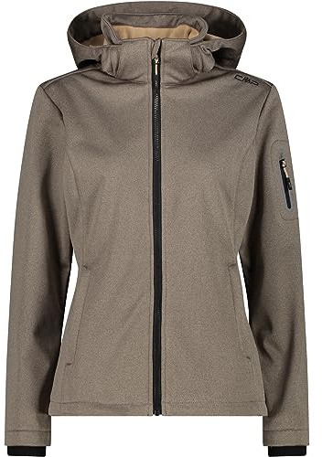 CMP - Giacca Donna Cappuccio Zip, Sesamo Mel-Nero, XXS