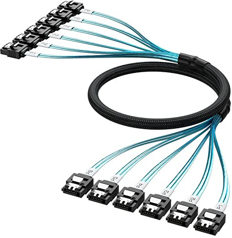 Kirolle Lot de 6 câbles SATA haute vitesse de 1 m - 3 jusqu'à 6 Gbit/s - Pour serveur, disque dur, SDD, ordinateur, CD, DVD