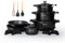 Royalty Line Topfset 14 Tlg. Schwarz - Töpfe Set geeignet für Induktion - Kochtopf Set & Pfannen mit Anti Haft Beschichtung - Pfannenset aus Alu mit Hitzeschutz Silikon Griffen - Topf set mit Deckel