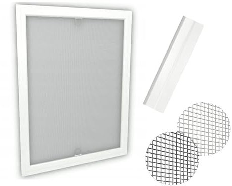 time4blinds Fly Screen Mosquito Net for Windows with Adjustable Aluminium Frame - can be shortened and adapted to the window - Insect Window Screen Mesh - 90x150cm – White Frame, grey net