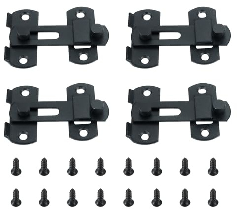 BOWAREPRO 4 Stück Edelstahl Flip Latch Gate Antik Türverriegelung Türschloss Schloss Schieberiegel Türschloss Bolzenriegel für Tor Fenster Schrank Weinschrank (Schwarz)